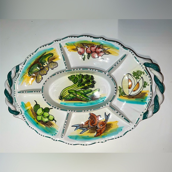 New Italian Divided Handpainted Serving Dish - Picture 1 of 7